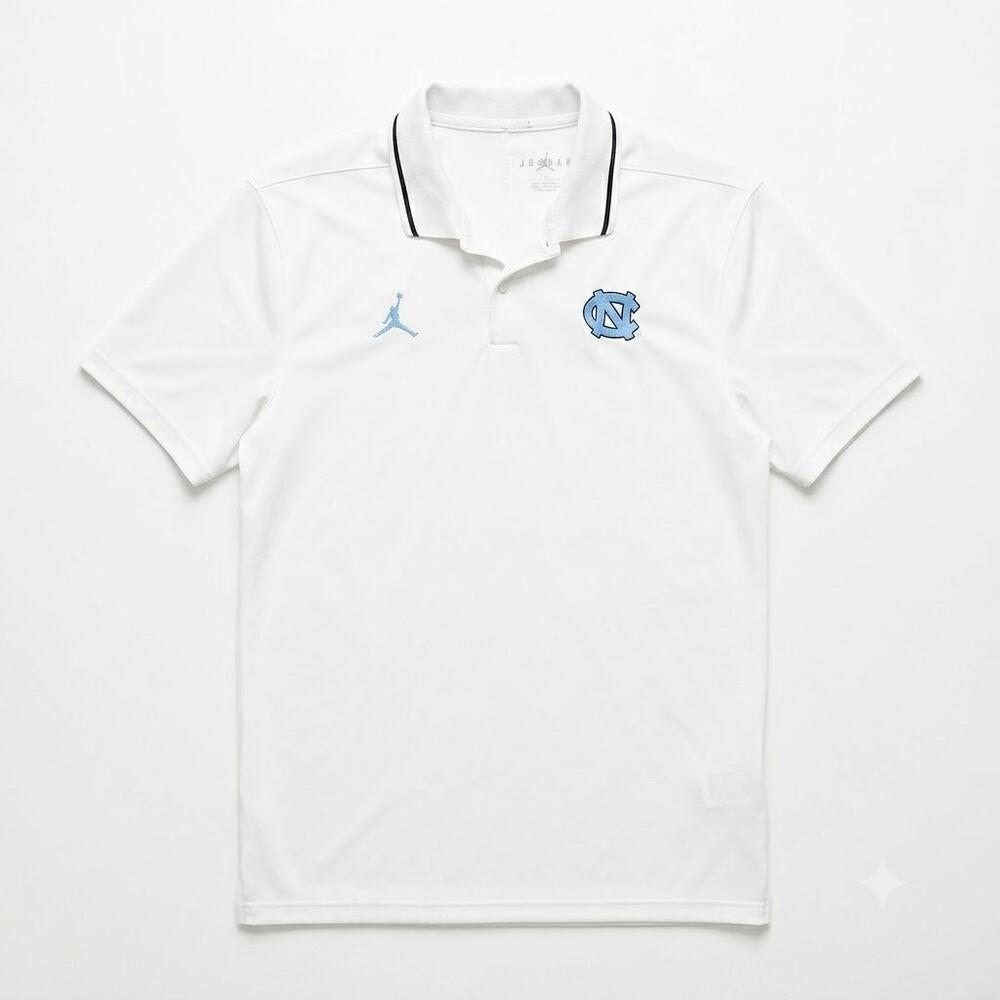 UNC North Carolina Tar Heels Tech Polo Shirt White Nike Air Jordan Mens Large